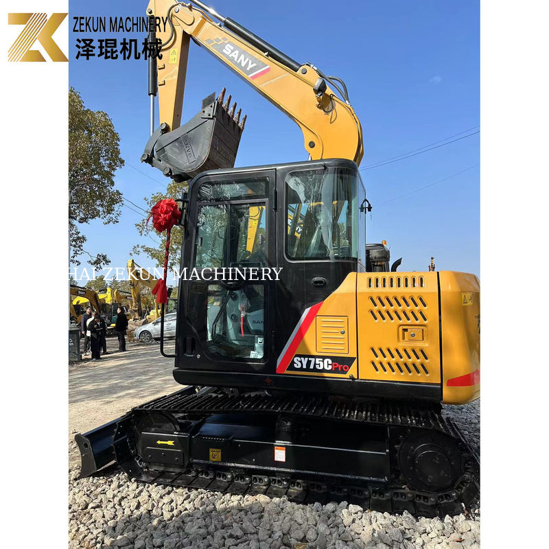 De segunda mano Sany SY75C Pro 7.5 toneladas Mini Excavadora con motor ISUZU