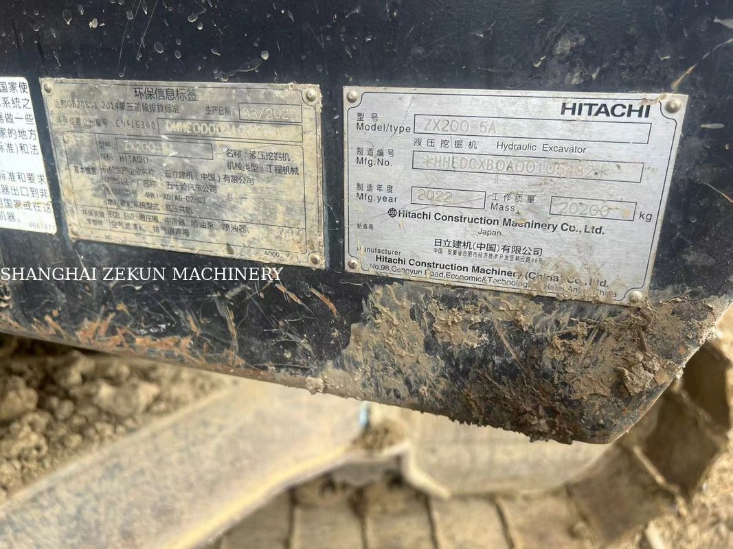 Excavadora Hitachi ZX200-5A de 2022 con altura máxima de excavación de 9 y velocidad de giro de 13.3 rpm, 5500 horas